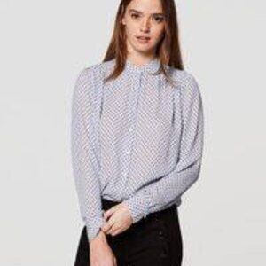 NWT Anne Taylor LOFT Diamond puff Sleeve Blouse size L
